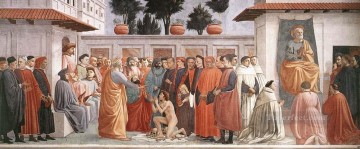 マサッチョ Painting - テオフィロスと聖ペテロの息子の育成 キリスト教徒クアトロチェント・ルネサンス・マサッチョが即位